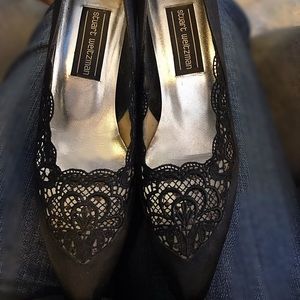 Stuart Weitzman black lace heels